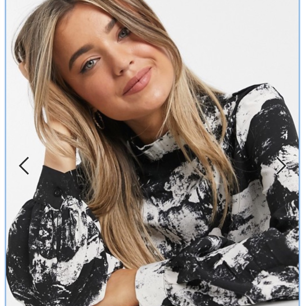 ASOS AX Paris high neck top in black marble print
